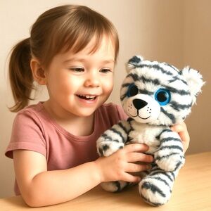 Plush Parade Presents LiL One Timmy Tiger White and Black, Blue Eyes With NewTag